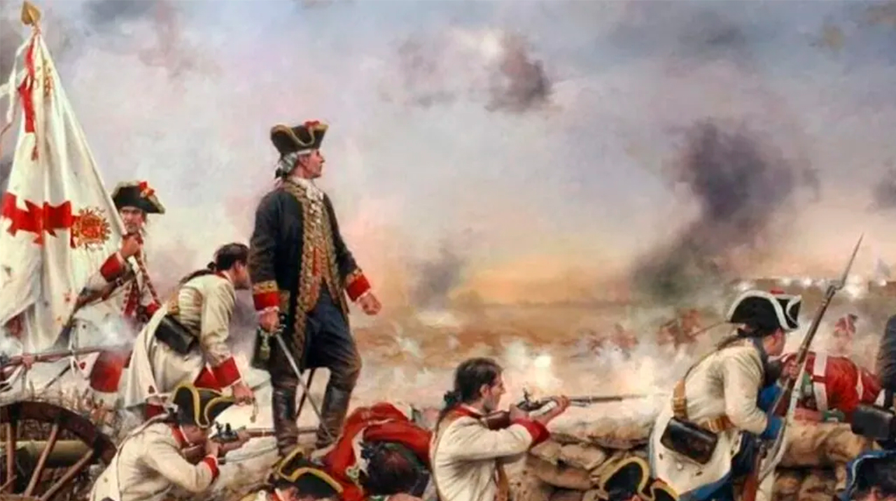 Gálvez en la toma de Panzacola, por Ferrer Dalmau
